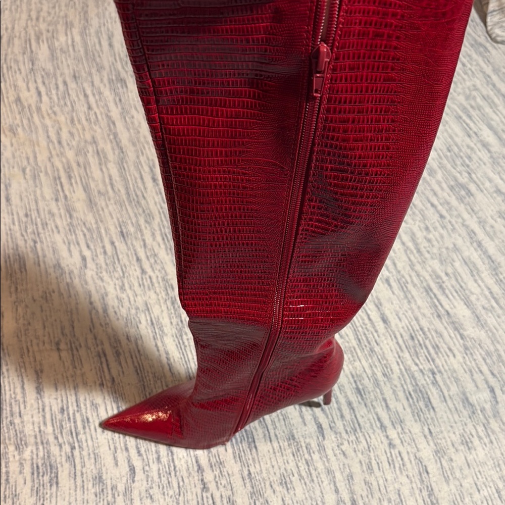 Fashion Nova Red Over the Knee Boots